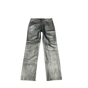 Genuine Leather Metallic Straight Leg Pants
